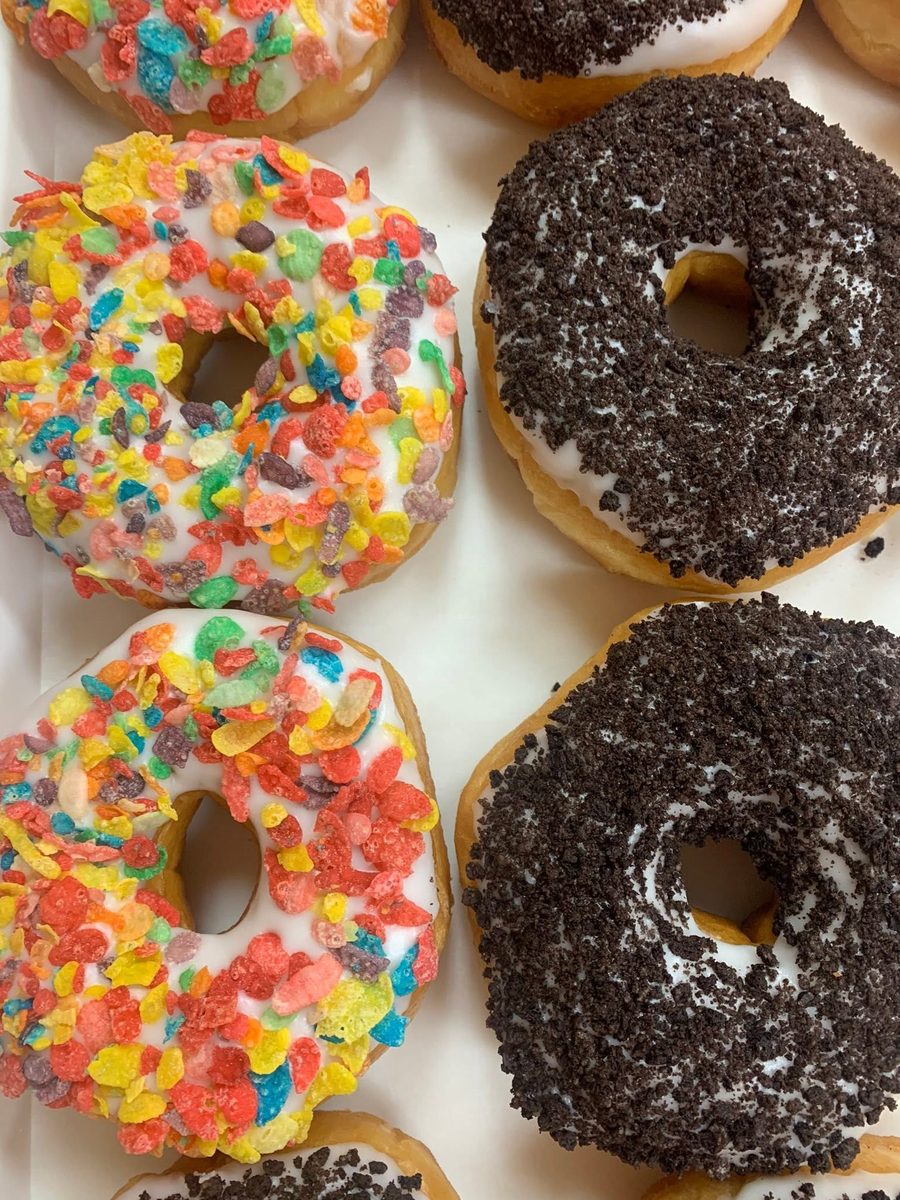 Fruity Pebbles and cookies-and-cream topped donuts